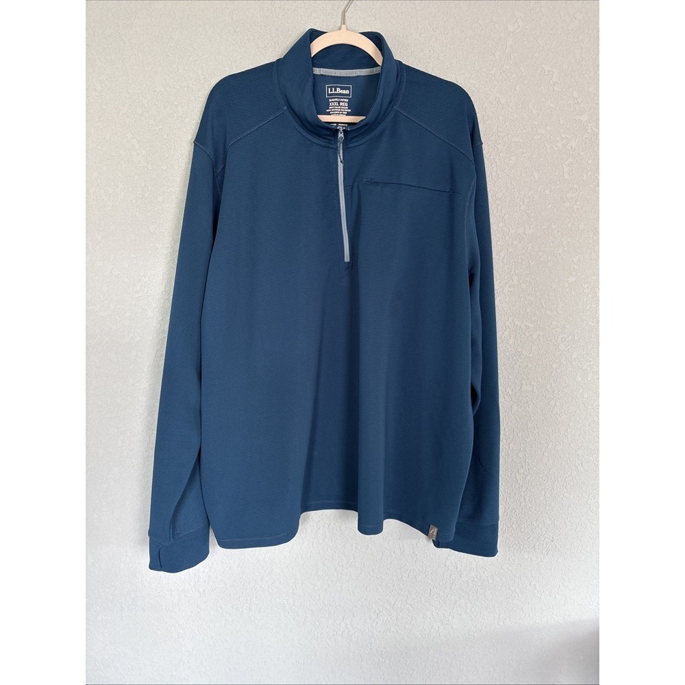 L.L.Bean Pullover‎ Mens 3XL Blue Quarter Zip VentureStretch Slightly Fitted